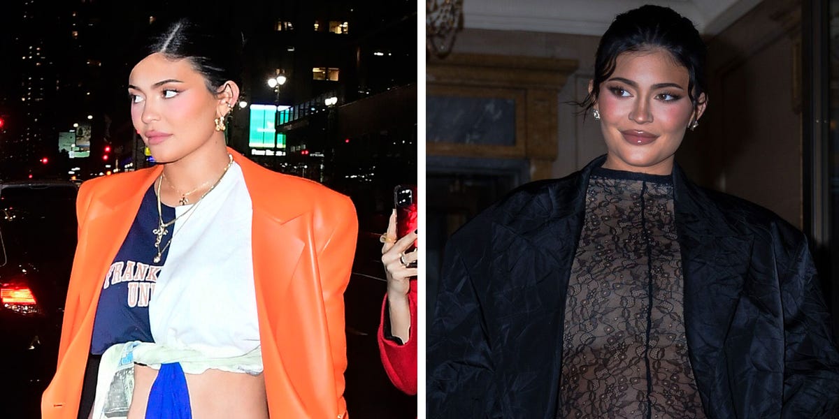 Kylie Jenner Wore Two High-Fashion Maternity Looks In a Day: a Crop Top and Sheer Lace Jumpsuit - NewsOpener Kylie Jenner Wore Two High-Fashion Maternity Looks In a Day: a Crop Top and Sheer Lace Jumpsuit
