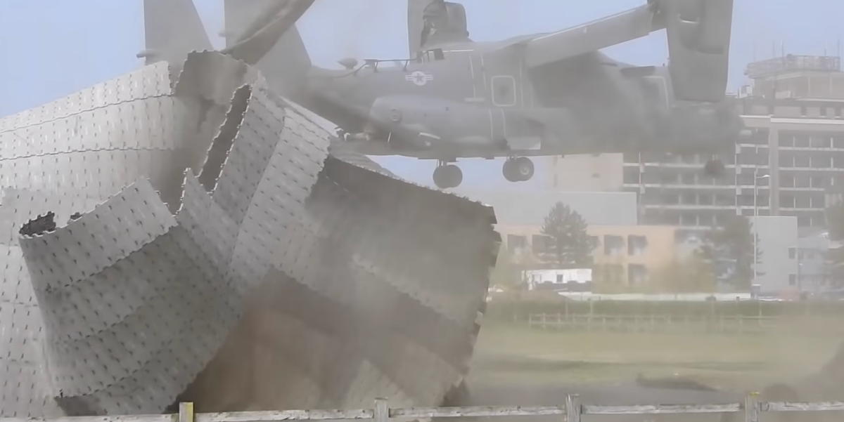 Watch This Air Force Osprey Accidentally Destroy a Hospital Helipad 1 Watch This Air Force Osprey Accidentally Destroy a Hospital Helipad