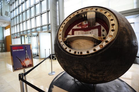 The 11 Most Expensive Space Artifacts Ever Sold at Auction vostok space capsule on display at sothebys