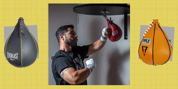 boxer training with speed bags