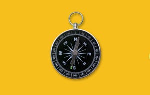 compass on a yellow background