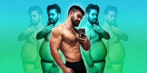 visual comparison of body transformations showcasing muscular and heavier physiques