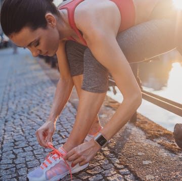 woman getting ready for running