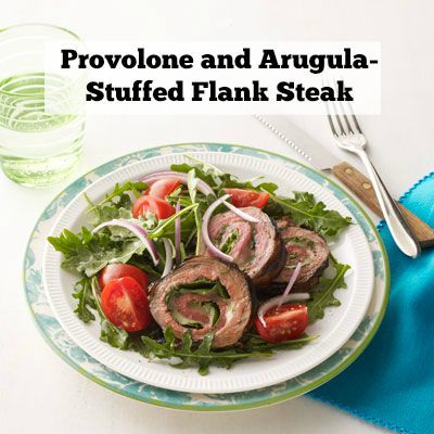 Provolone and Arugula-Stuffed Flank Steak Provolone and Arugula-Stuffed Flank Steak