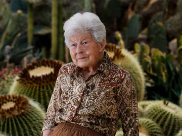Ruth Bancroft, just before her 100th birthday, in her cactus and succulent garden in Walnut Creek.