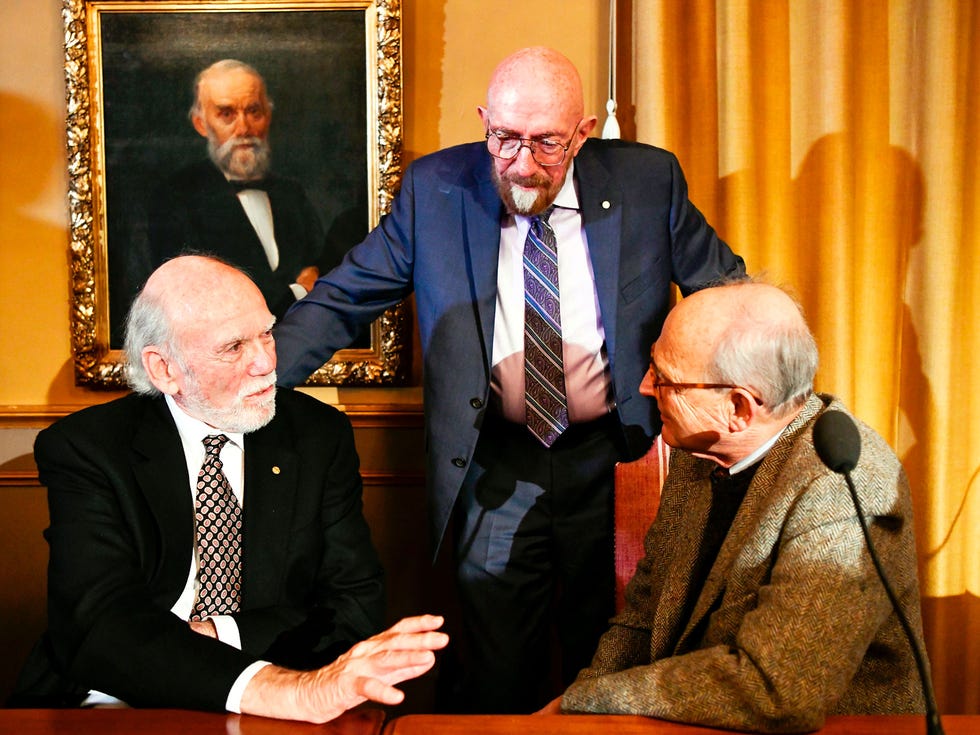 Left to right, Barry C. Barish, Kip S. Thorne and Rainer Weiss shared the 2017 Nobel Prize in Physics for their work detecting gravitational waves. They were the leaders of a much broader collaborative effort.