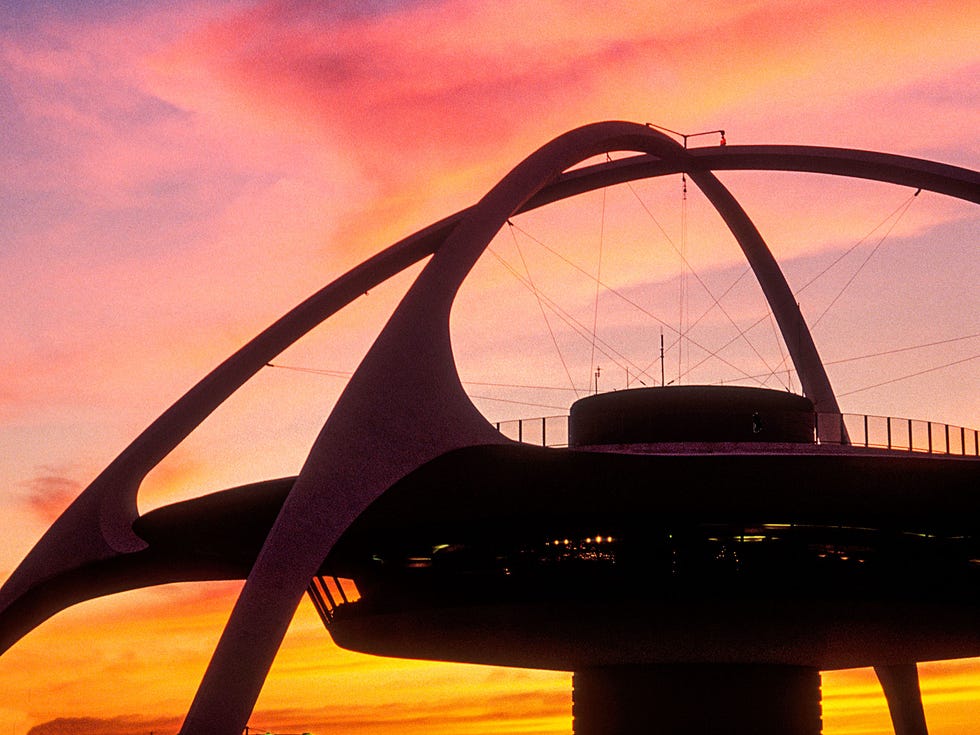 Architect Gin Wong’s signature Theme Building greets visitors at Los Angeles International Airport.