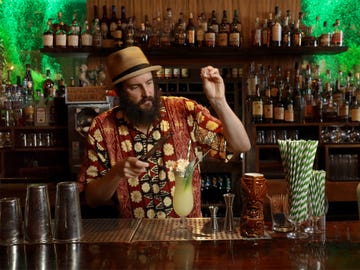 Daniel Parks mixes a bird of paradise cocktail at Pagan Idol in San Francisco, one of the new wave of tiki bars.