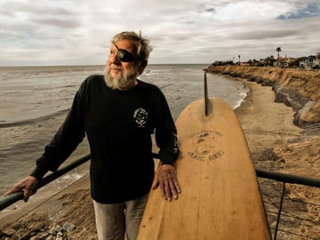 Surfing and wetsuit pioneer Jack O’Neill at his cliffside home in Santa Cruz, April 2012.