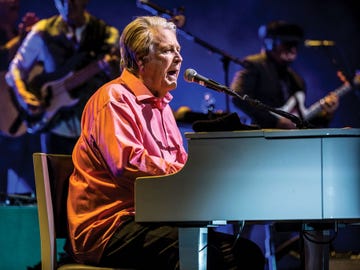 The man who wasn’t really there: former Beach Boy Brian Wilson performing at the Pantages Theatre in Hollywood in May.