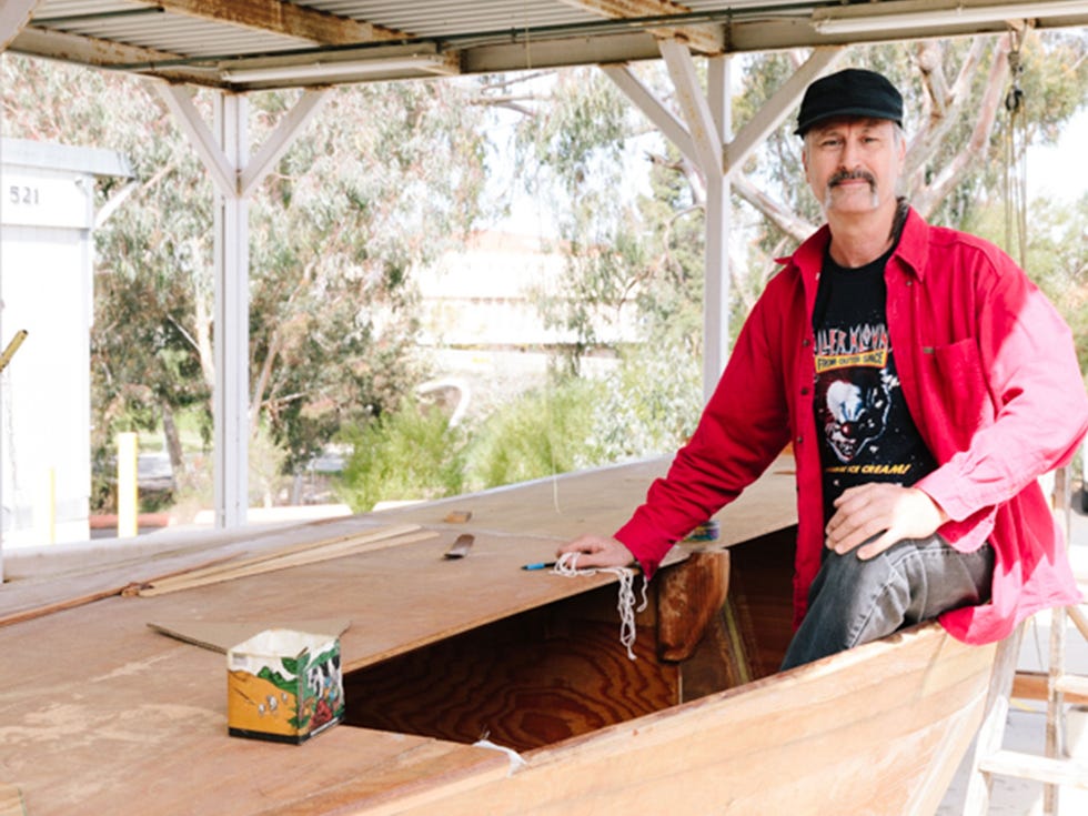 UC Irvine professor Simon Penny is building a replica of a proa, a Micronesian outrigger boat, to demonstrate the sophistication of Micronesian boatbuilding and seafaring.