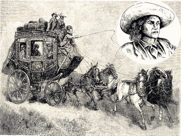 Inset: An artist’s rendering of stagecoach driver Charley Parkhurst.