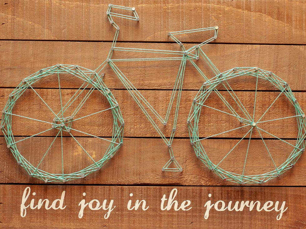Bicycle artwork in Molly Shaffer Van Houweling's office.