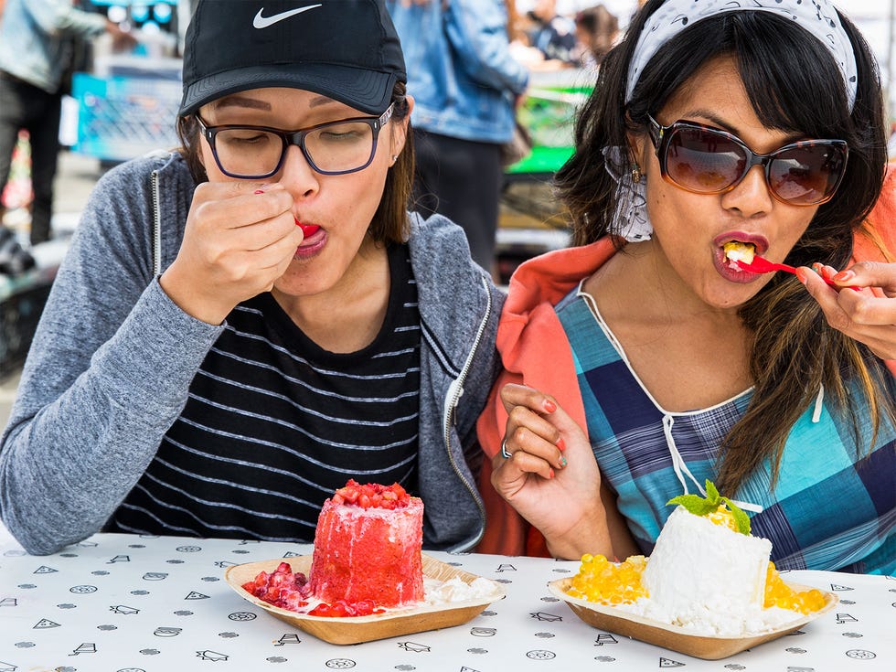 Diners enjoy shave-ice treats from Chichi Dango at Smorgasburg.