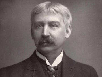 A photo of Bret Harte's fiction chronicled the colorful lives of gamblers and miners during the California Gold Rush.