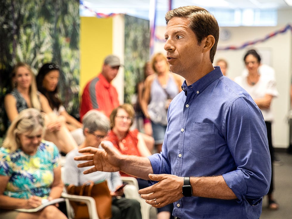 Democratic candidate Mike Levin at a campaign event. Levin is running for California’s 49th Congressional District seat and facing an increasingly diverse — and more Democrat-friendly — electorate.