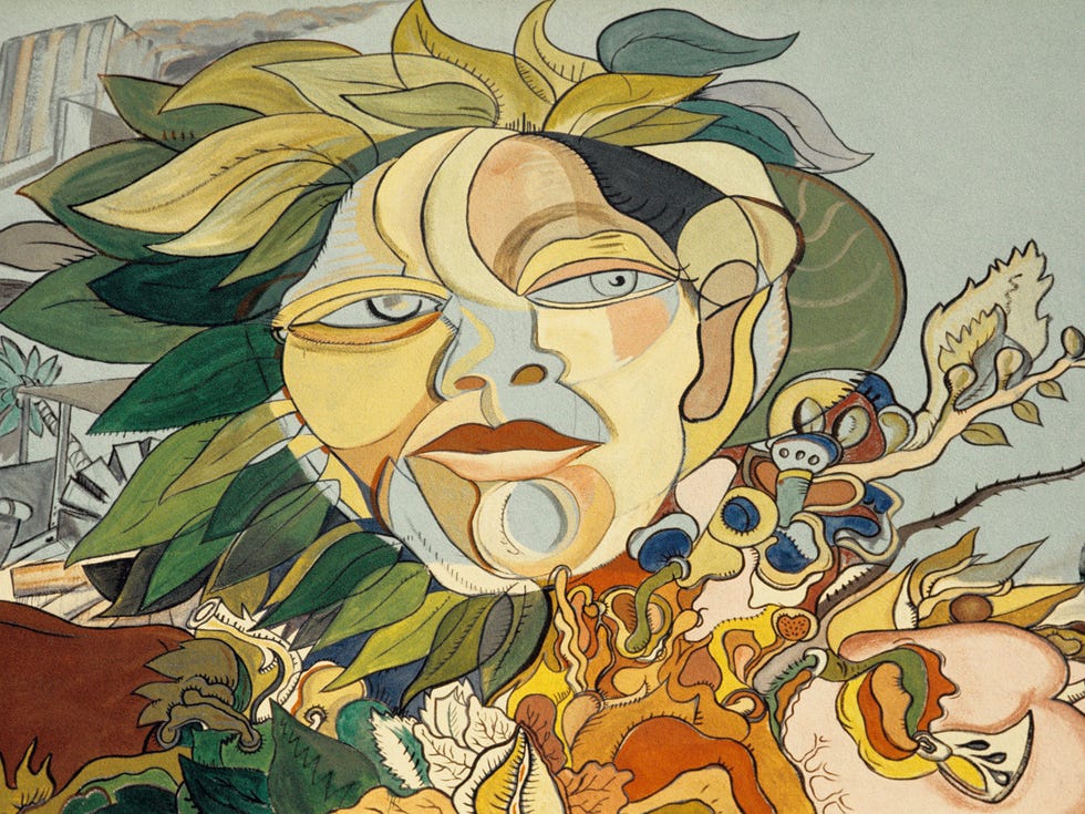 ATA080918murals Img01 Detail from "The Path to Knowledge and the False University" 1by Roberto Chavez, 1975. An earth mother, or water goddess, is the central motif of Chavez’s mural. “My work has not been typical of Chicano artists,” Chavez has remarked. “I don’t consider myself a Chicano artist but an artist who happens to be Chicano.”
