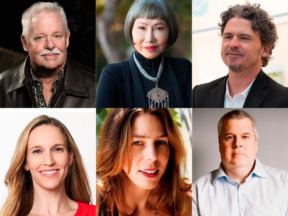 Clockwise from top left: Armistead Maupin, Amy Tan, Dave Eggers, Daniel Handler, Rachel Kushner and Jessica Powell.