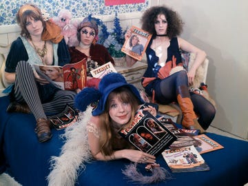 Pop group The GTOs (Girls Together Outrageously) pose for a Teenset magazine cover photo in 1969. Clockwise from top left: Miss Cynderella, Miss Sandra, Miss Christine and Miss Pamela.