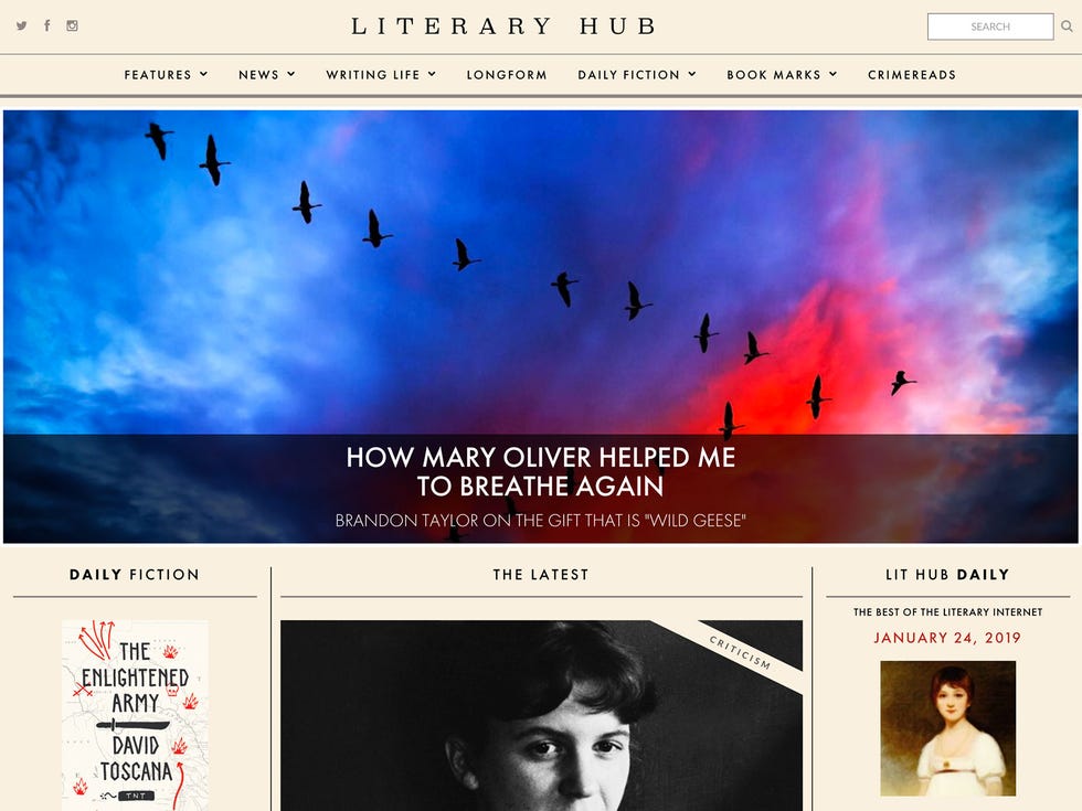 The Literary Hub homepage