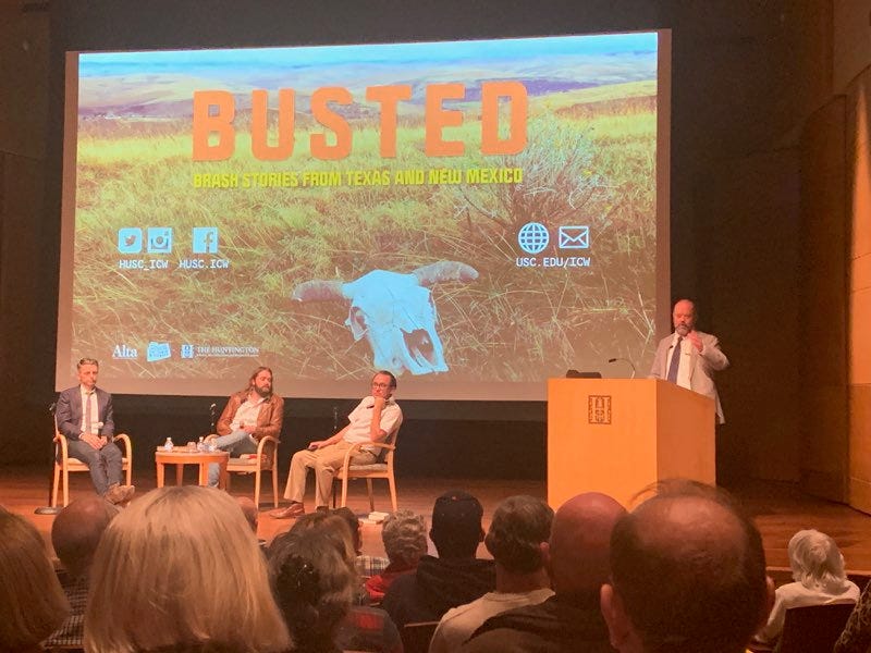 Huntington-USC Institute on California and the West Director Bill Deverell on stage at the Huntington Library in San Marino, California on March 7, 2019.