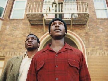 In The Last Black Man in San Francisco, Montgomery (Jonathan Majors, left) and Jimmie (Jimmie Fails) are best friends who squat in Jimmie’s former family home and set out to restore it to grandeur.