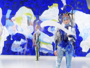 Bolivian American artist Donna Huanca often utilizes models to move through an installation. A view from her show Cell Echo at Yuz Museum in Shanghai, 2018.