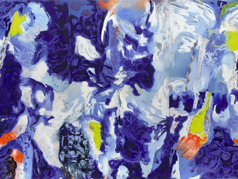 A section of Donna Huanca's 9-parts painting Obsidian Ladder, 2019.