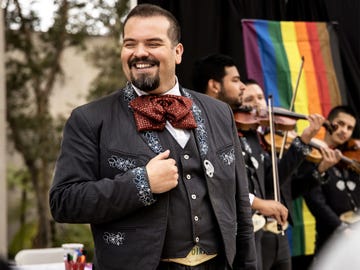 Trumpeter Rudy Vasquez learned of Mariachi Arcoiris from a Facebook ad.