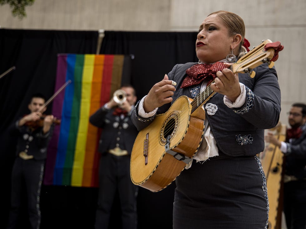 Maura Martinez performs with Mariachi Arcoiris, the first LGBTQ+ mariachi band.
