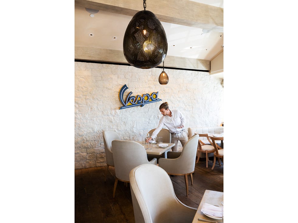 The spare, minimal dining room of this vegetarian standout.