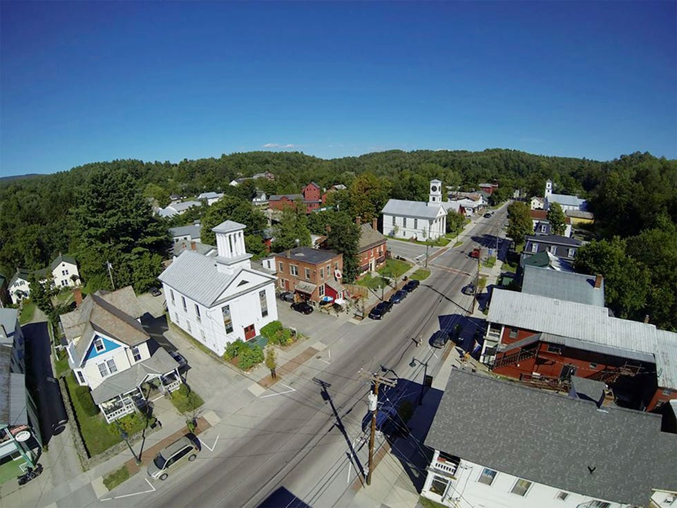 Aerial photo of Johnson, Vermont, the village to which Boaventura-Delanoe attempted to sell a JouleBox energy device.