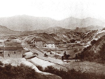 An 1856 illustration of San Francisco’s Mission Plank Road.