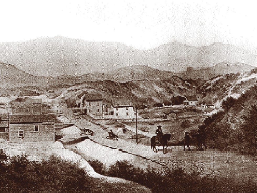 An 1856 illustration of San Francisco’s Mission Plank Road.