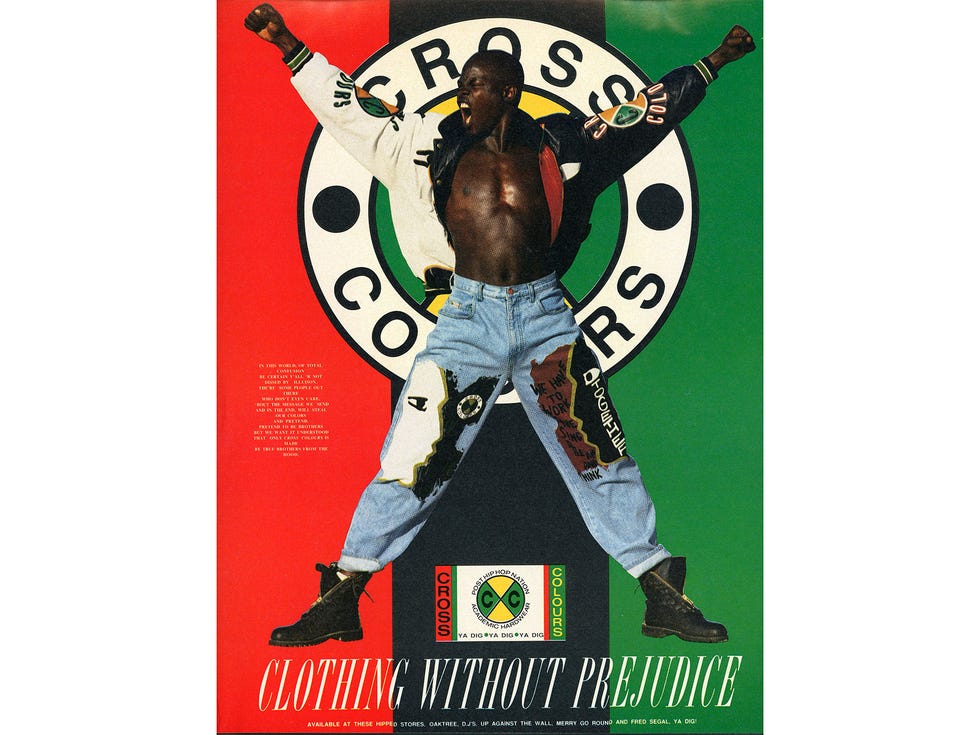 Djimon Hounsou poses in a Cross Colours ad that ran in a 1991 issue of Urb magazine.