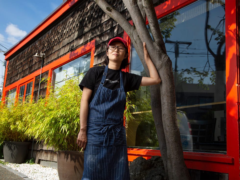 Mutsuko Soma outside her restaurant Kamonegi.