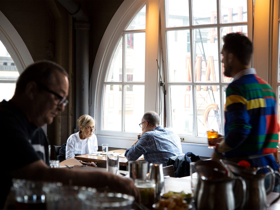 The dining room overlooks Pike Place Market.