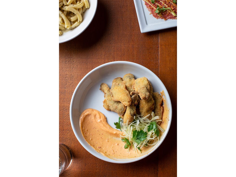Fried oysters with fennel salad.