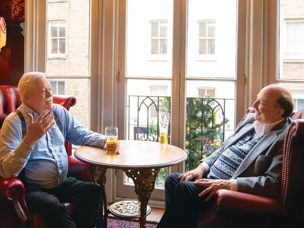 Maupin (left) describes the similarities—and differences—of San Francisco and London for him and his husband. “We wake up every morning just amazed that we live here,” he says to Hearst of their new city.