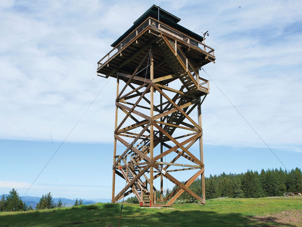 this tall wooden structure serves as a fire lookout spot in northern california