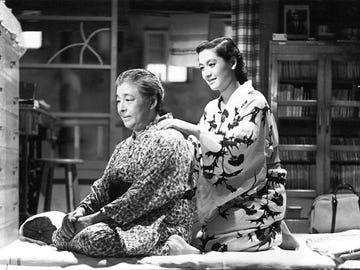 two women in kimonos are featured in this screenshot from 1953's "tokyo story"