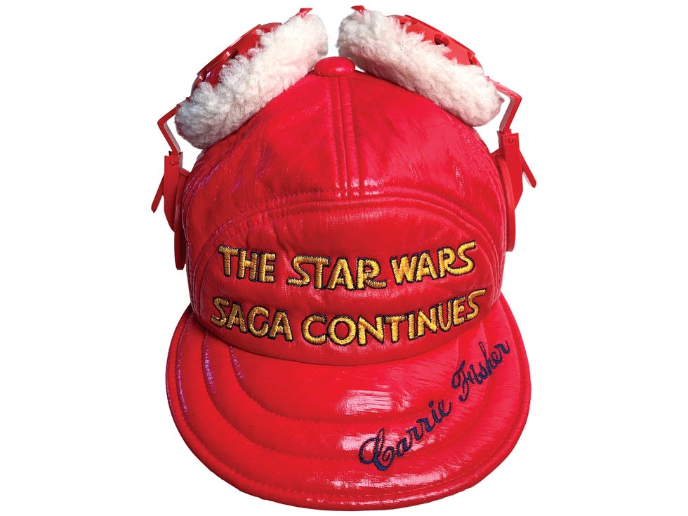 Carrie Fisher was supposed to wear this hat for a Hong Kong press junket to promote The Empire Strikes Back. The actor was a no-show—thus sparing herself the indignity of being photographed in arguably the most preposterous-looking headgear in Star Wars history.