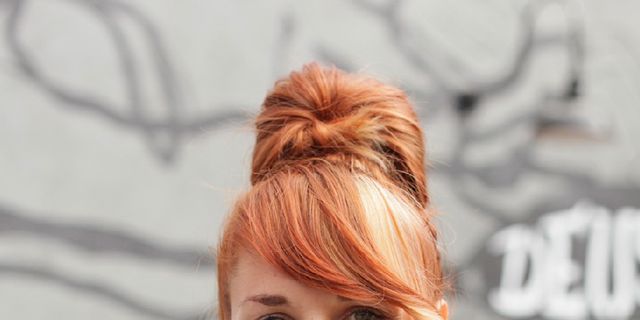 Hair, Nose, Lip, Hairstyle, Style, Red hair, Beauty, Bangs, Fashion, Hair coloring, 