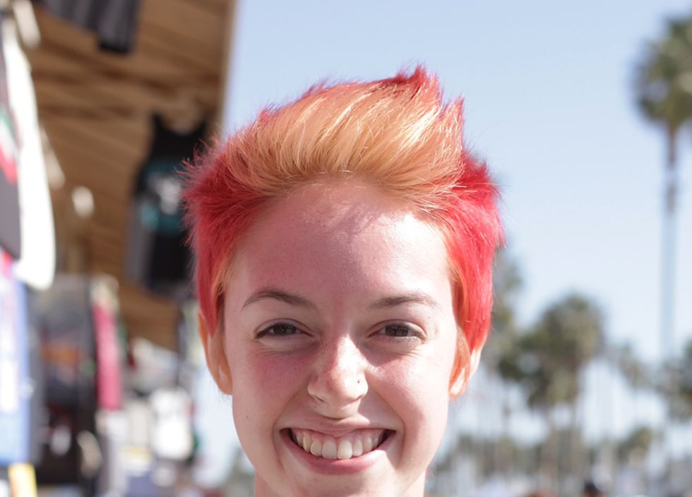 Ear, Lip, Smile, Hairstyle, Style, Summer, Beauty, Fashion, Red hair, Hair coloring, 