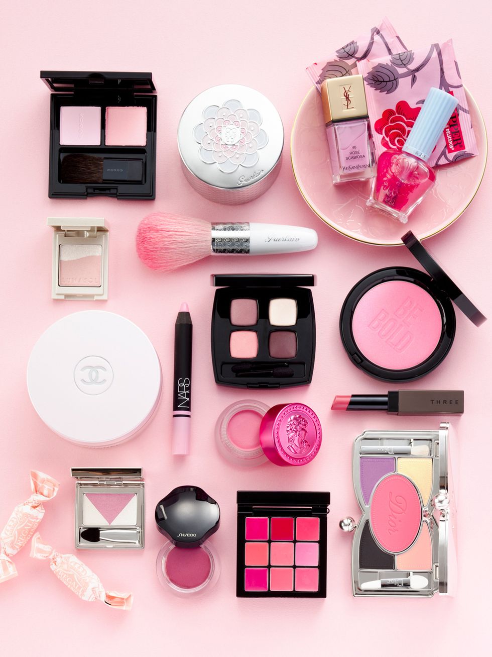 Product, Pink, Purple, Magenta, Cosmetics, Eye shadow, Lavender, Peach, Everyday carry, Lipstick, 