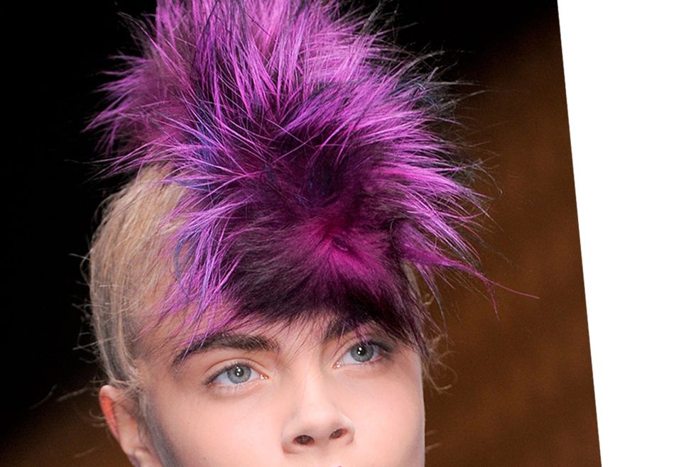Hairstyle, Style, Eyelash, Purple, Violet, Costume accessory, Magenta, Natural material, Fashion, Animal product, 