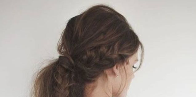 Hair, Hairstyle, White, Clothing, Long hair, Shoulder, Dress, Lace, Brown hair, Bridal accessory, 