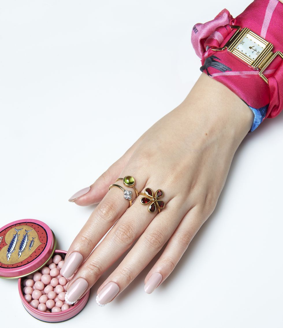 Wrist, Nail, Finger, Hand, Skin, Pink, Arm, Bracelet, Fashion accessory, Jewellery, 