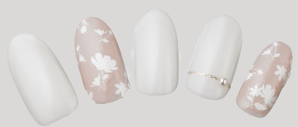 Nail, White, Nail polish, Nail care, Manicure, Cosmetics, Material property, Artificial nails, Beige, Finger, 