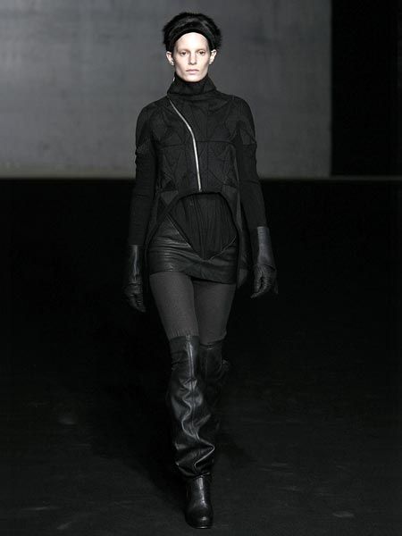 【RICK OWENS】ブラックHollywood Knee Bias ミディアムスカート RICK OWENS(リックオウエンス)-SLIVERED SKIRT-WD--Amanojak.
